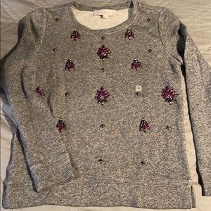 NWT Loft beaded sweater small petite gray